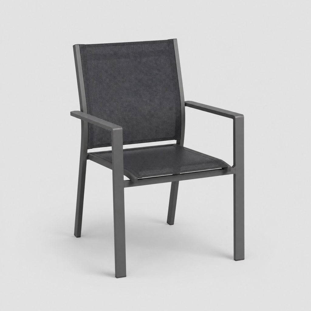 Chaise de jardin en aluminium et textilène anthracite