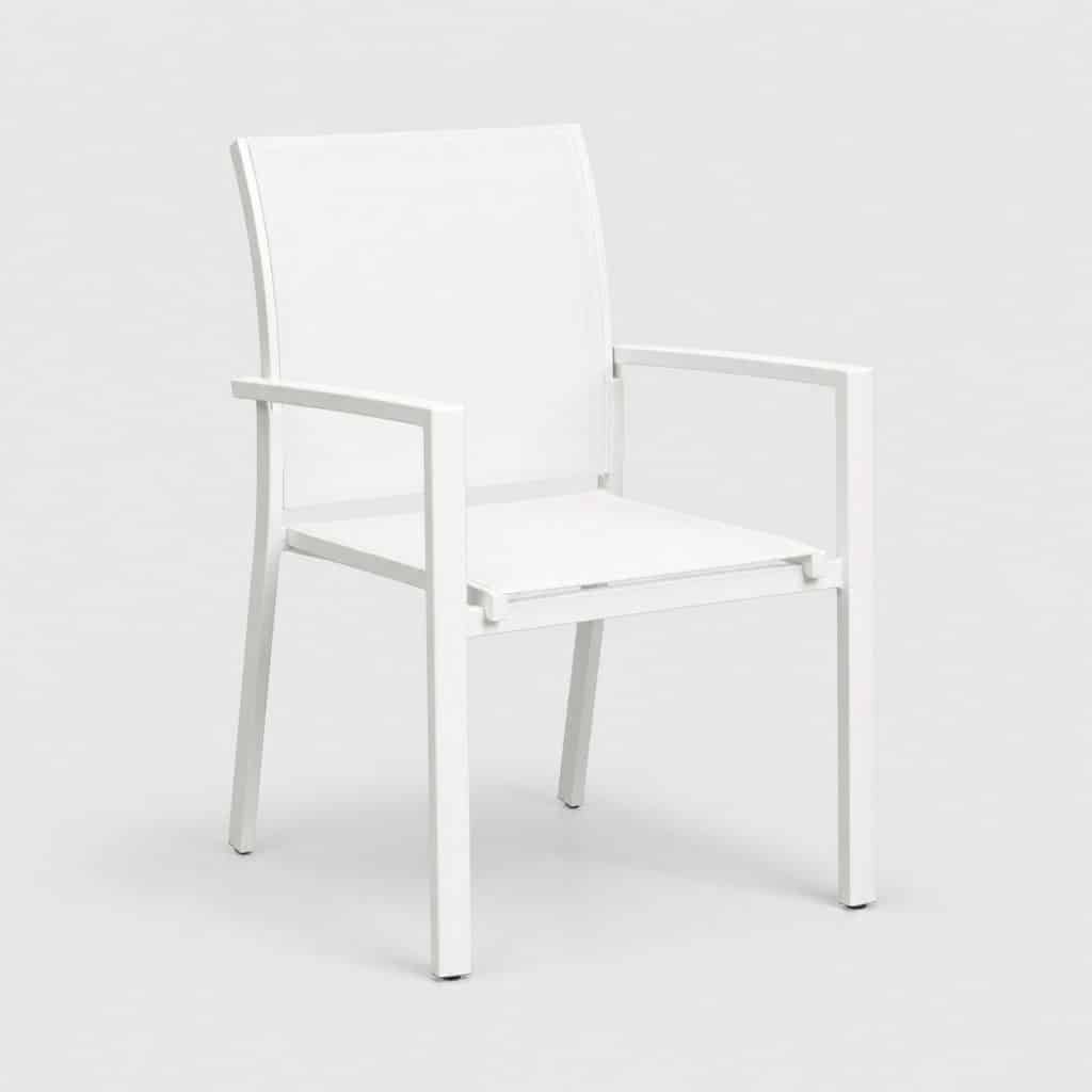 Chaise de jardin blanche en aluminium et textilène