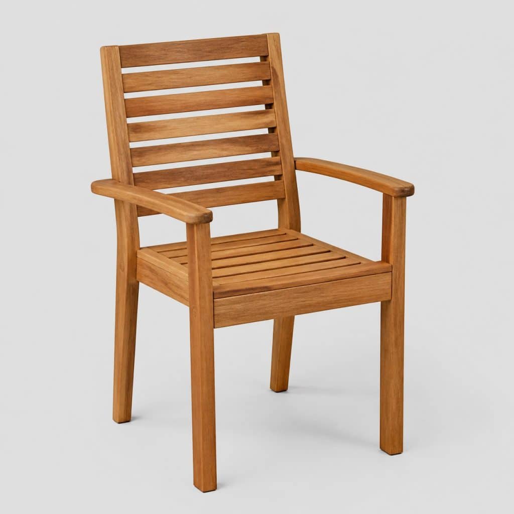 Chaise de jardin en bois massif teck à dossier à lattes