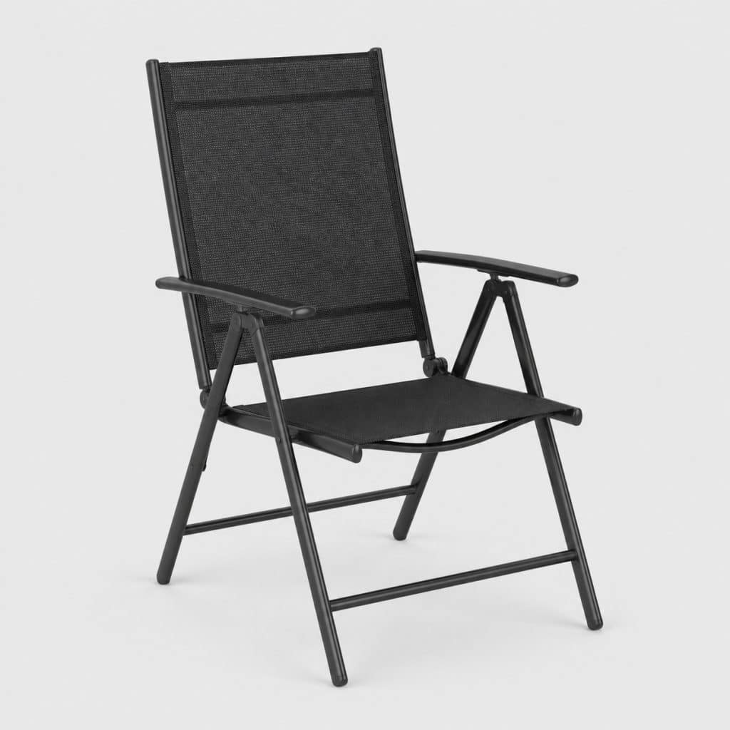 Chaise de jardin pliante en aluminium et textilène noir
