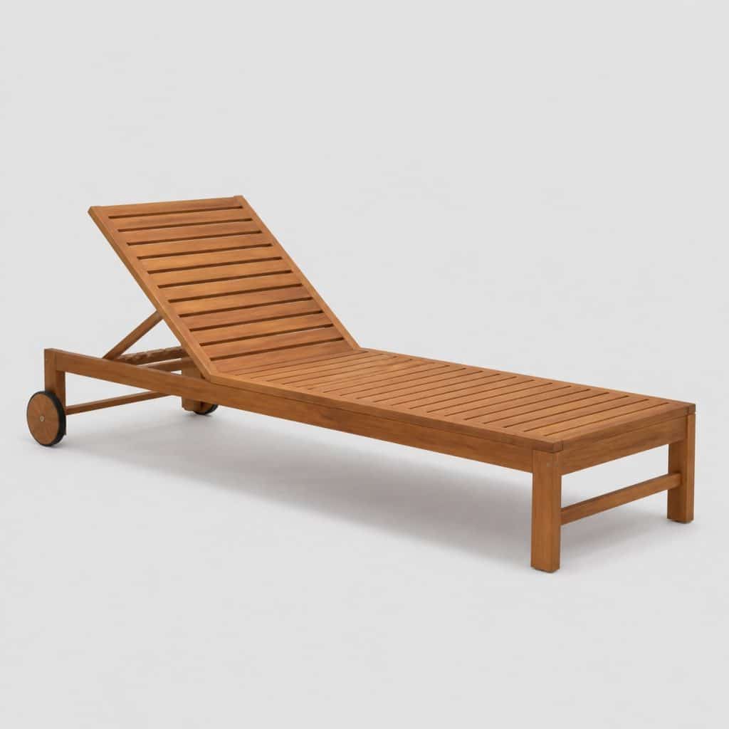 Chaise longue en bois d'acacia huilé à cinq positions