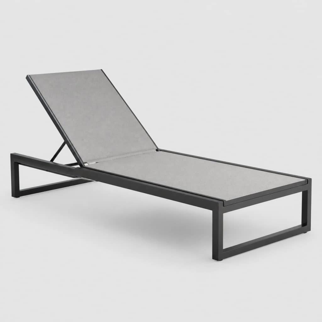 Chaise longue aluminium premium à toile textilène tendue