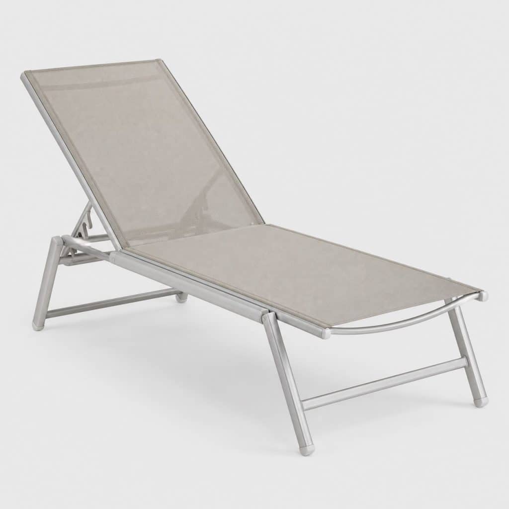 Chaise longue pliante en aluminium et textilène