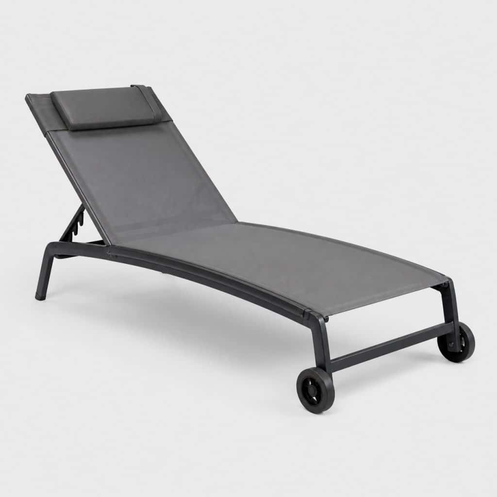 Chaise longue de salon relax grand format à roulettes