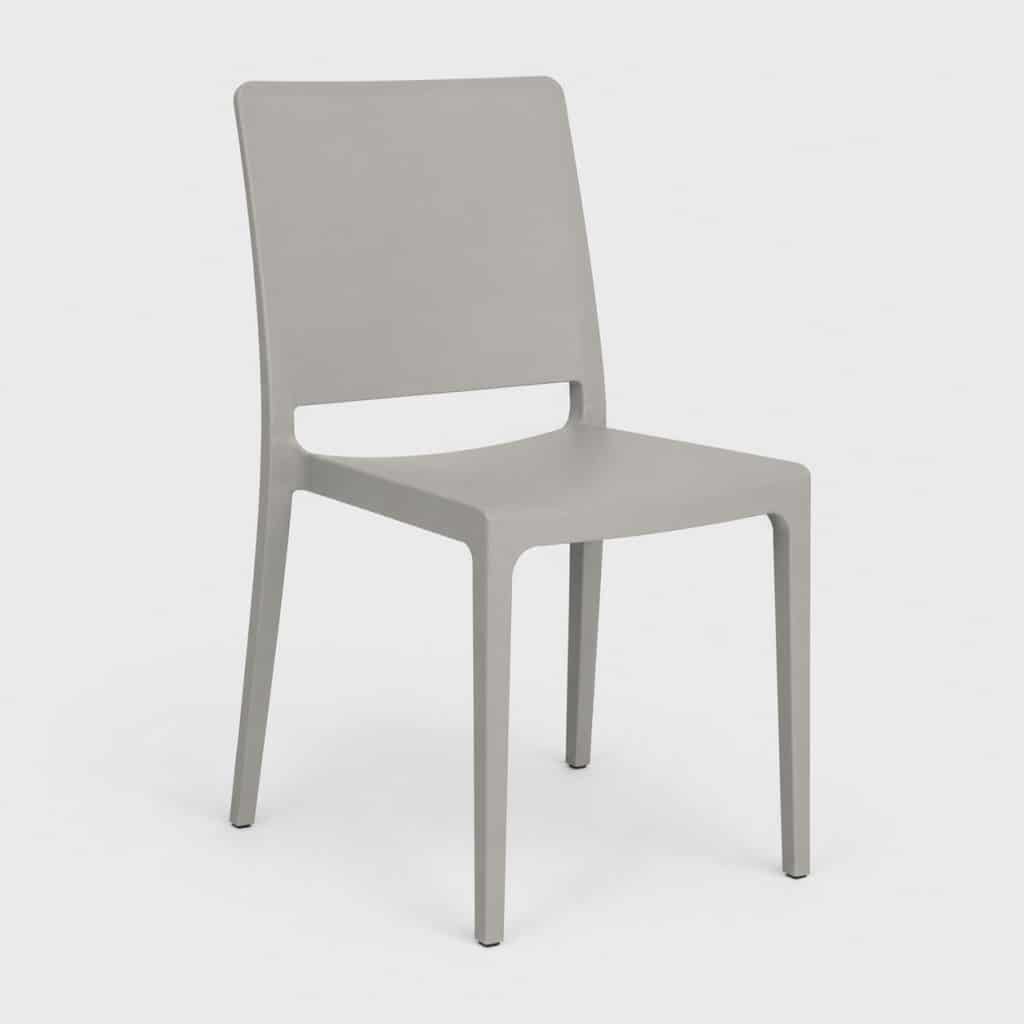 Chaise pour jardin en résine grise à dossier droit