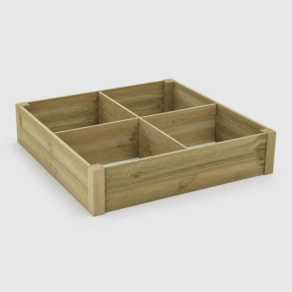 Carré potager en bois autoclave 100 x 100 cm à 4 cases