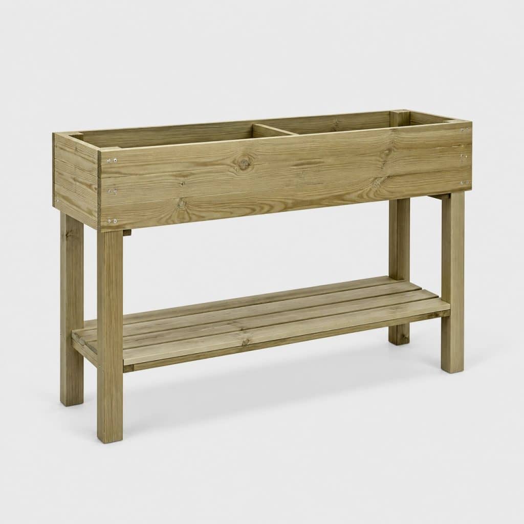 Jardinière en bois sur pied avec étagère basse