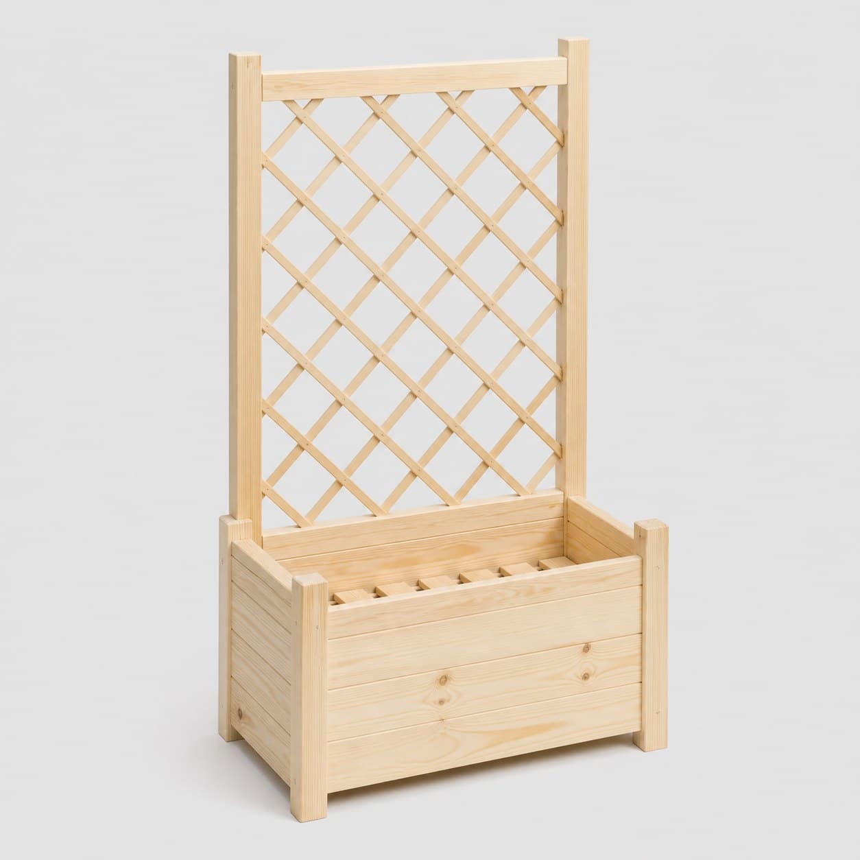 Jardinière en bois avec treillis grimpant