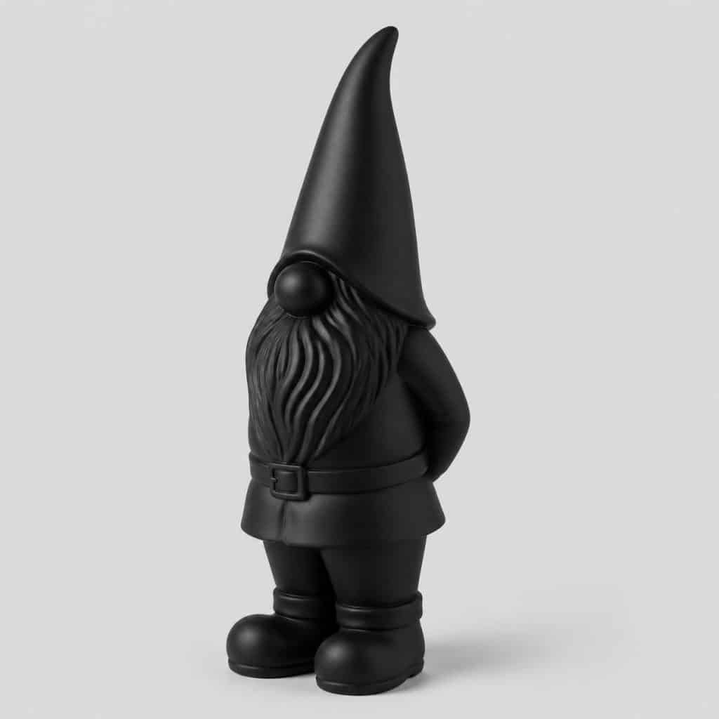 Nain de jardin noir contemporain en résine