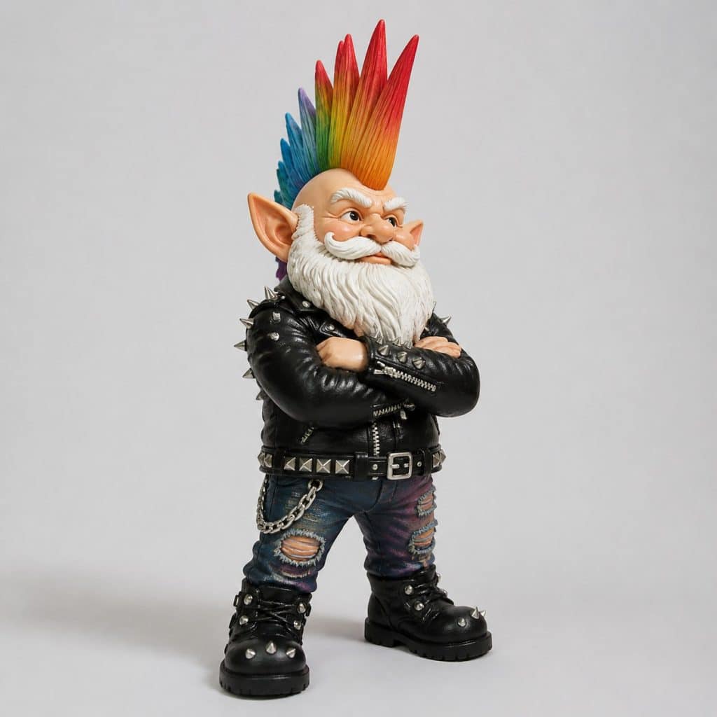 Grand nain de jardin rock punk en résine