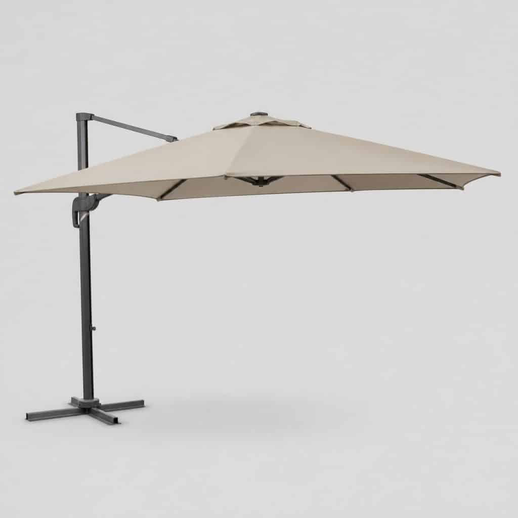 Parasol déporté carré 3×3 m avec mât aluminium