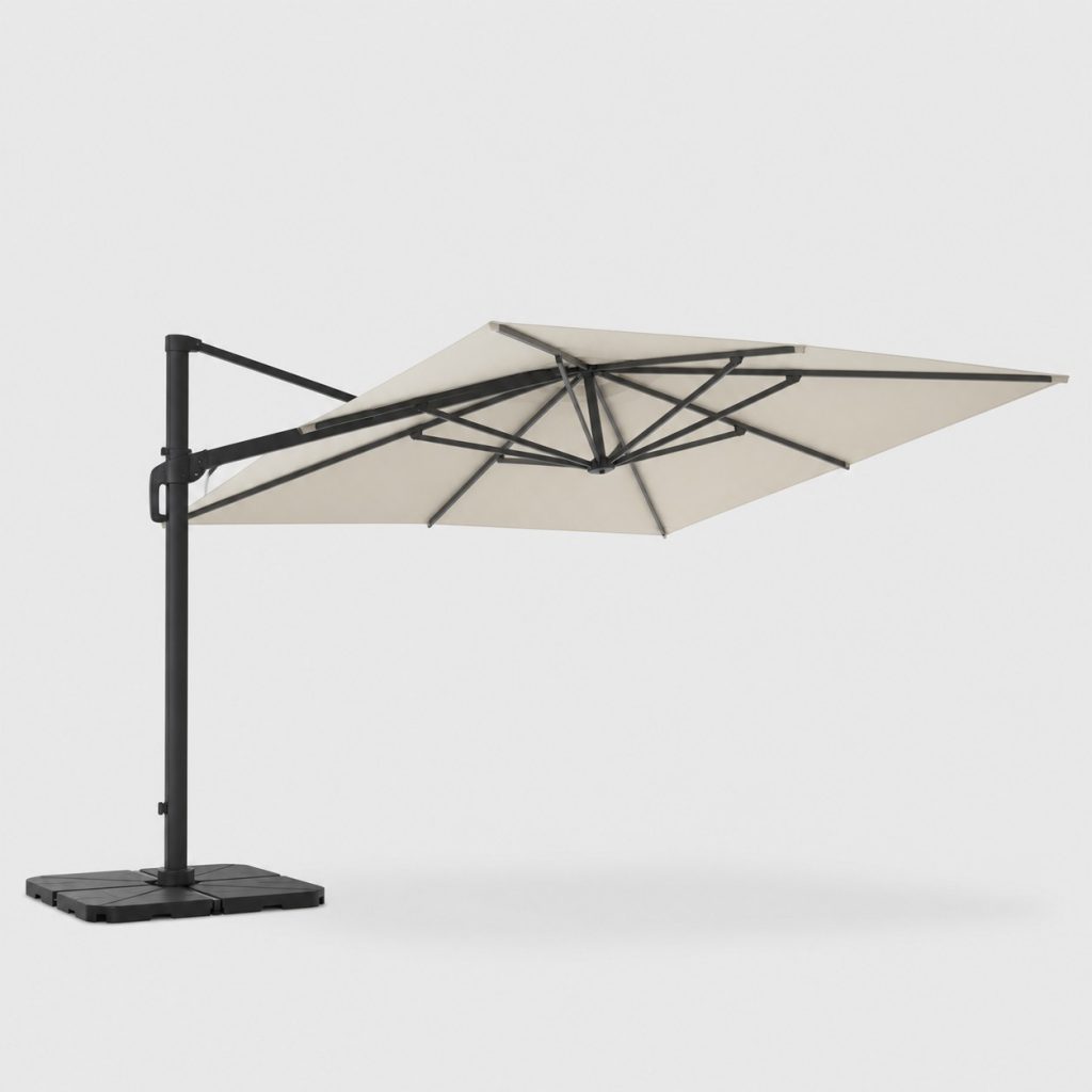 Parasol déporté rectangulaire 3×4 m à 8 baleines